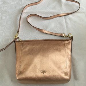 FOSSIL Sydney rose gold leather crossbody bag excellent used condition